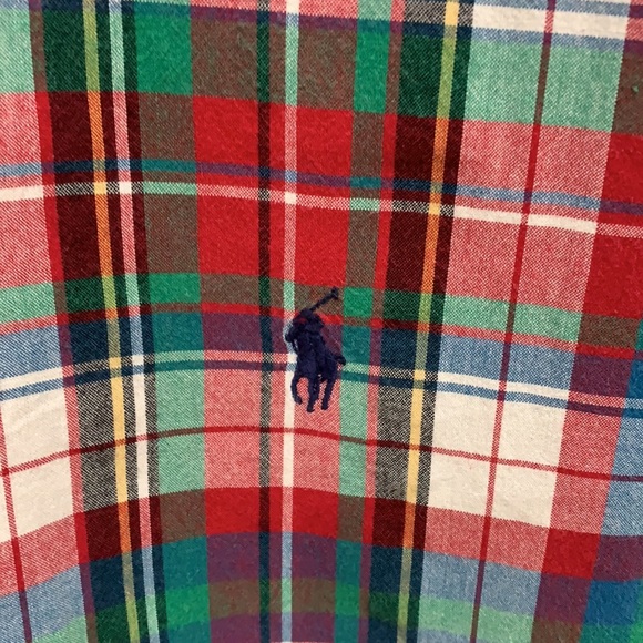 {Ralph Lauren}Mens M Red/Wht/Blue/GreenYellow Plaid Blake 100%Cotton ButtonDown - Picture 2 of 5